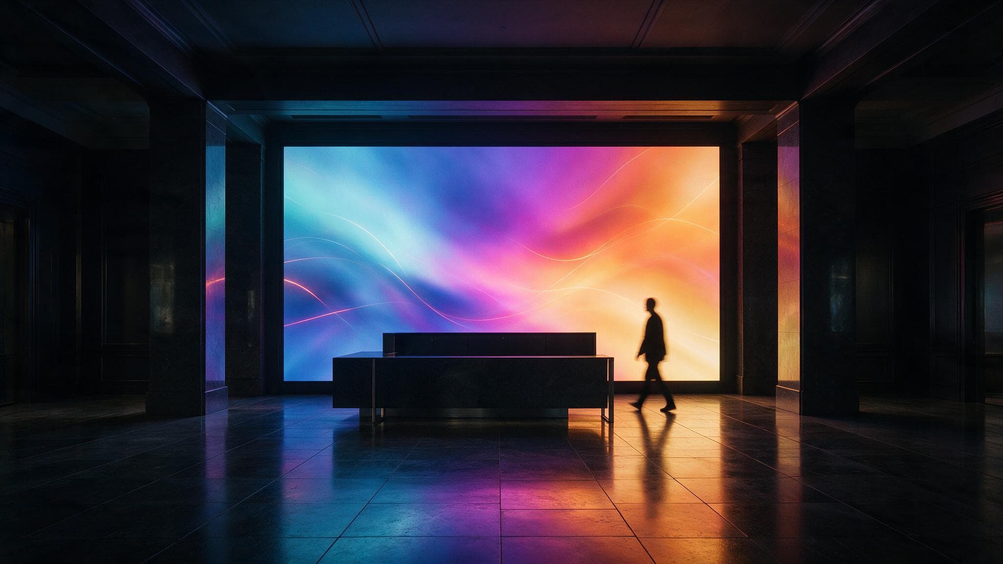 Nahtlose Indoor-LED-Wand im Empfangsbereich eines Foyers