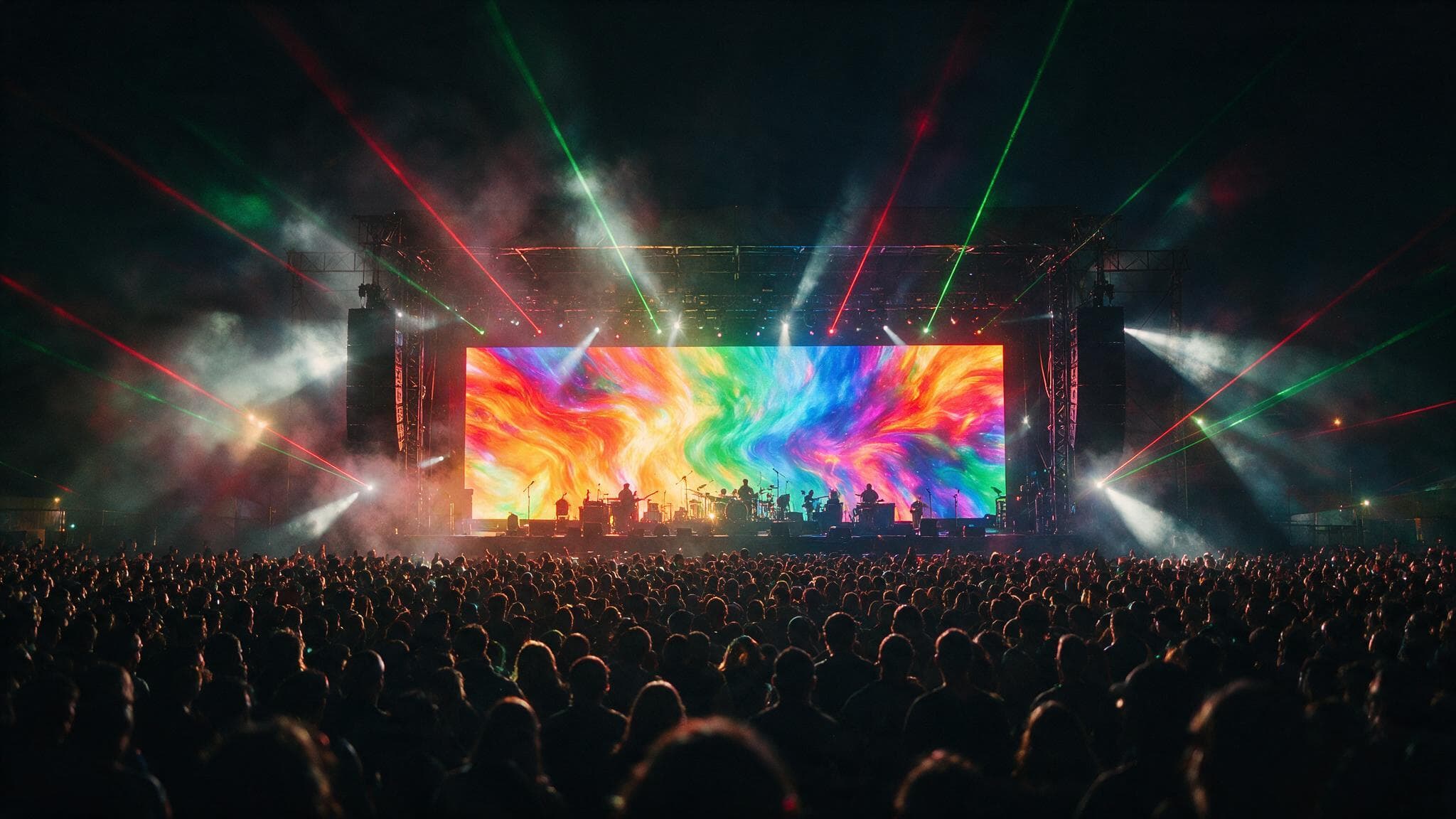 LED-Videowand als Bühnenhintergrund bei einem Konzert